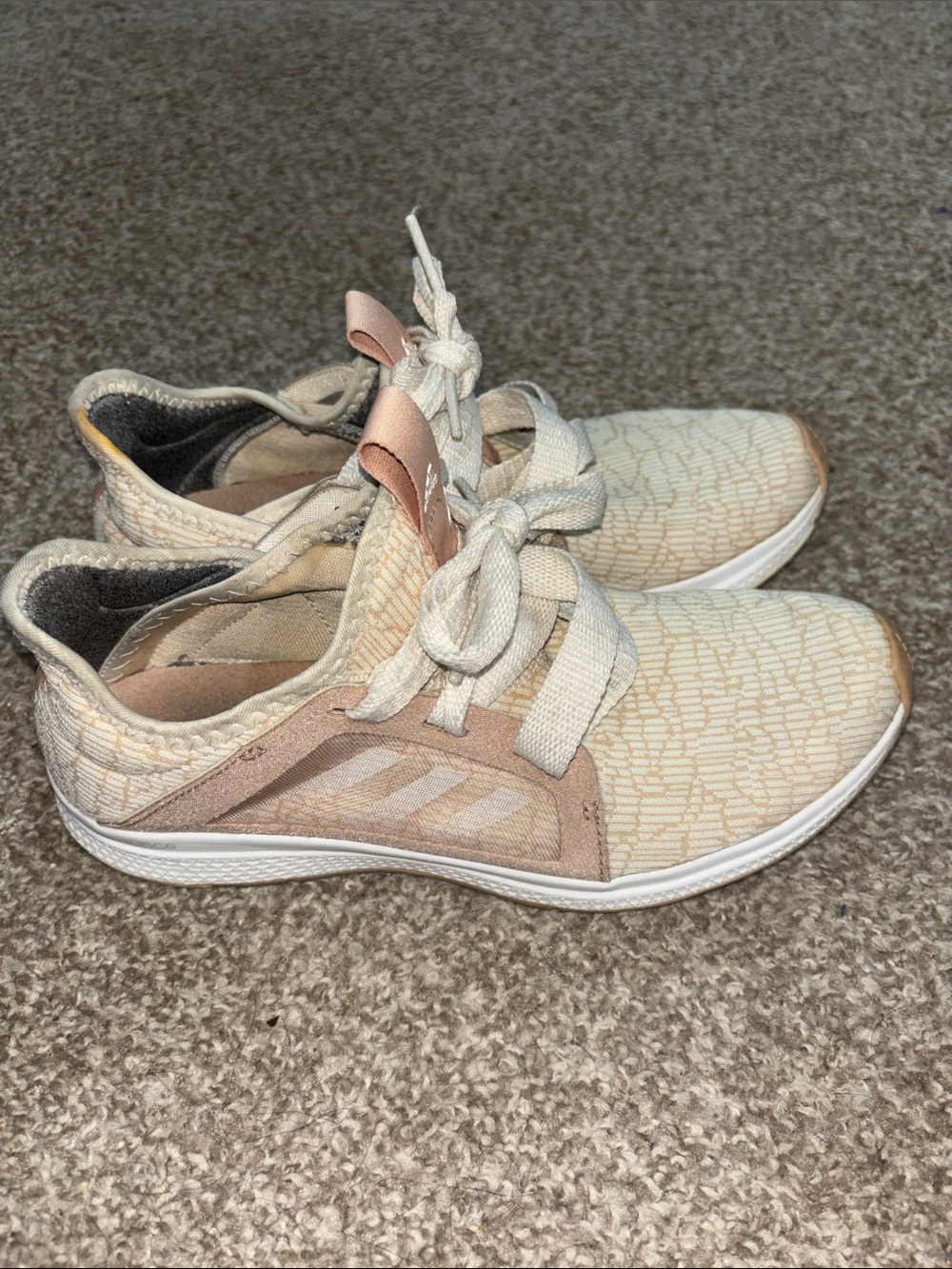 adidas Women’s Knit Sneakers in Cream & Blush Pink